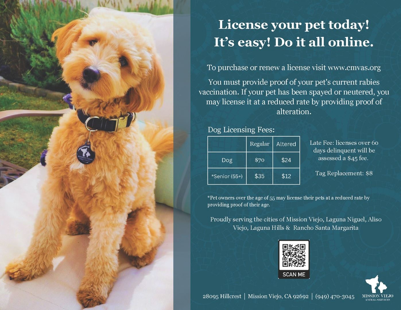 Mission Viejo Animal Services licensing scan code