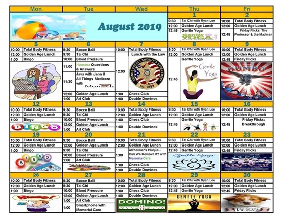 Age Well Senior Services August Calendar