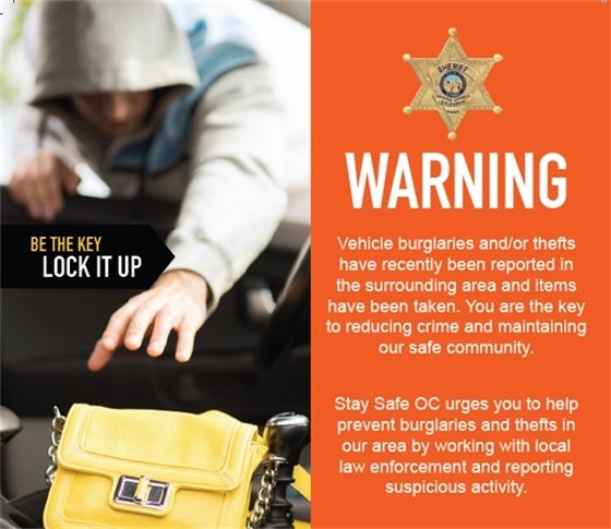 Vehicle Burglary Warning