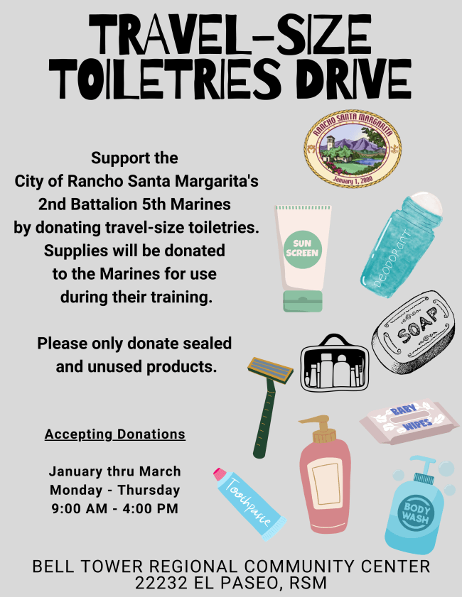 Travel Size Toiletries Drive - January - March 2024