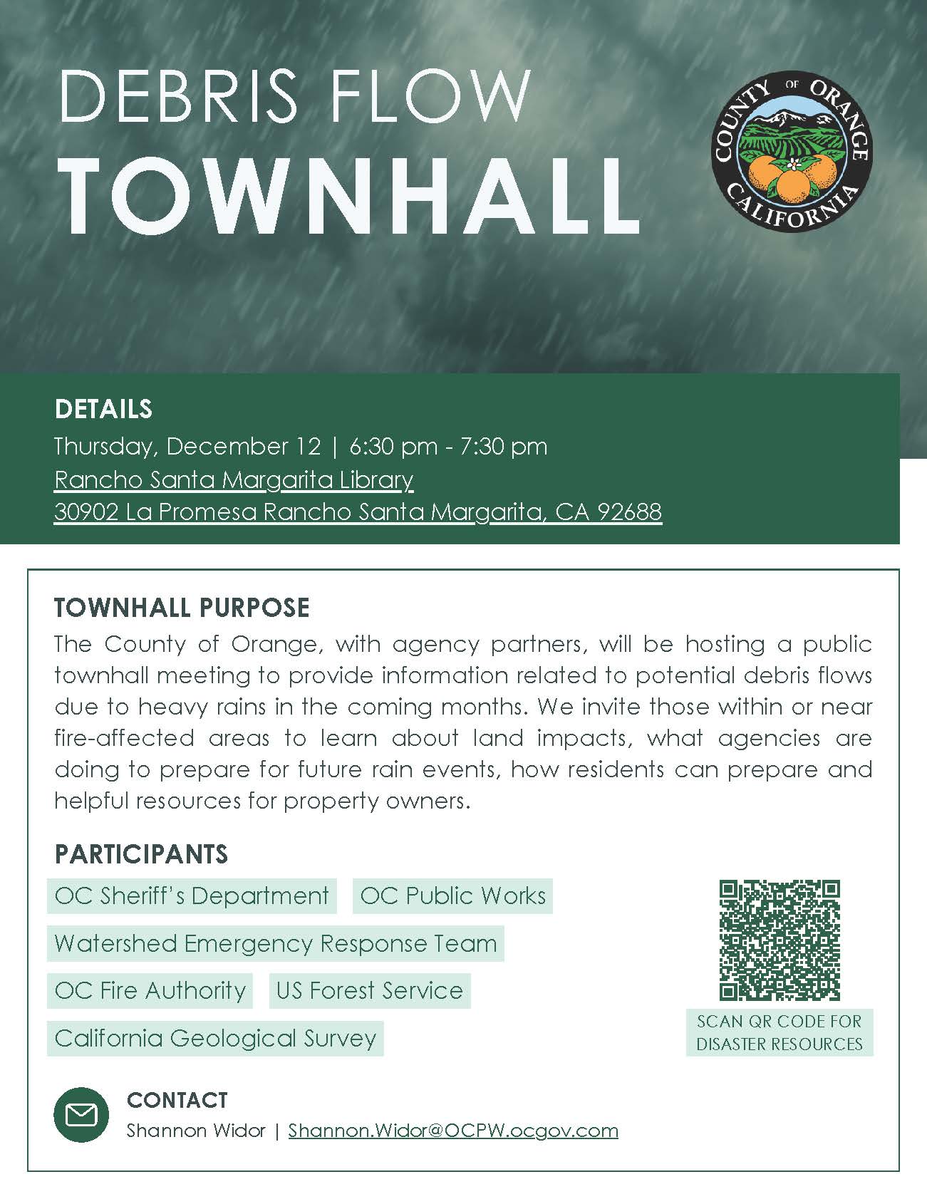 Debris Flow Townhall Flyer (12-6-2024)