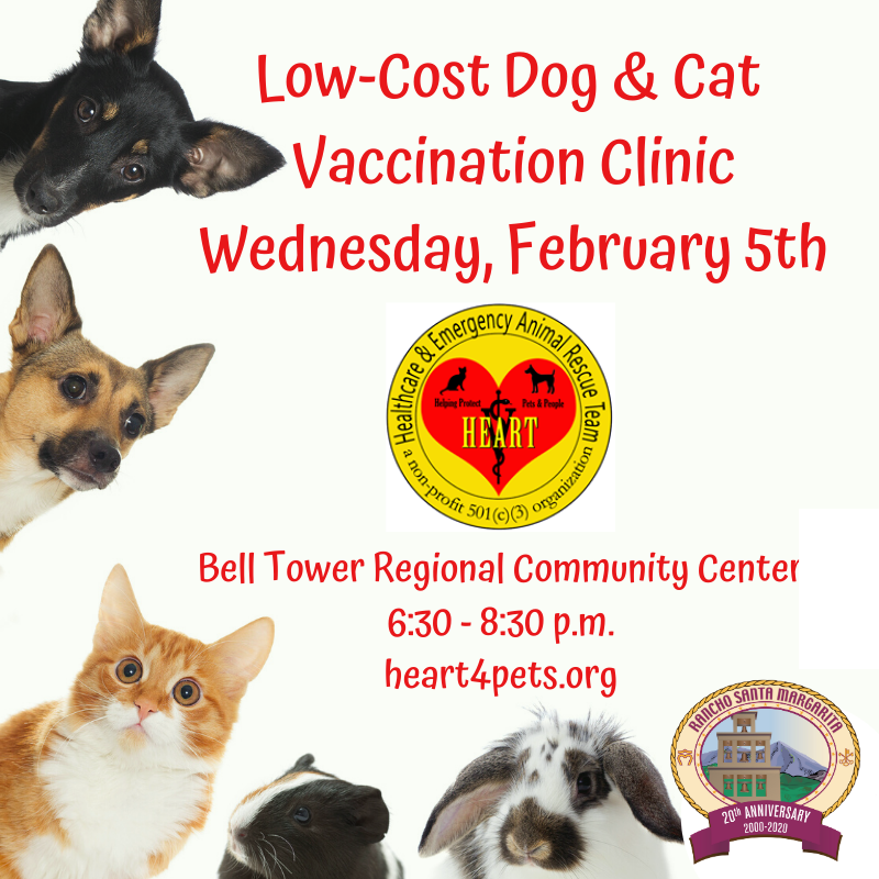 Low-Cost Pet Vaccination Clinic Wednesday, February 5th