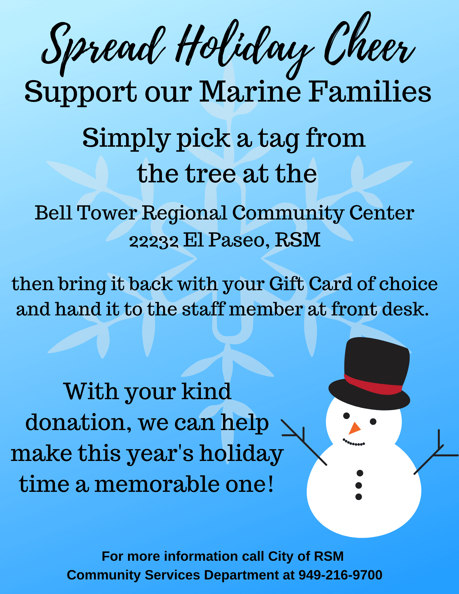 Help spread Holiday Cheer Flyer 2022