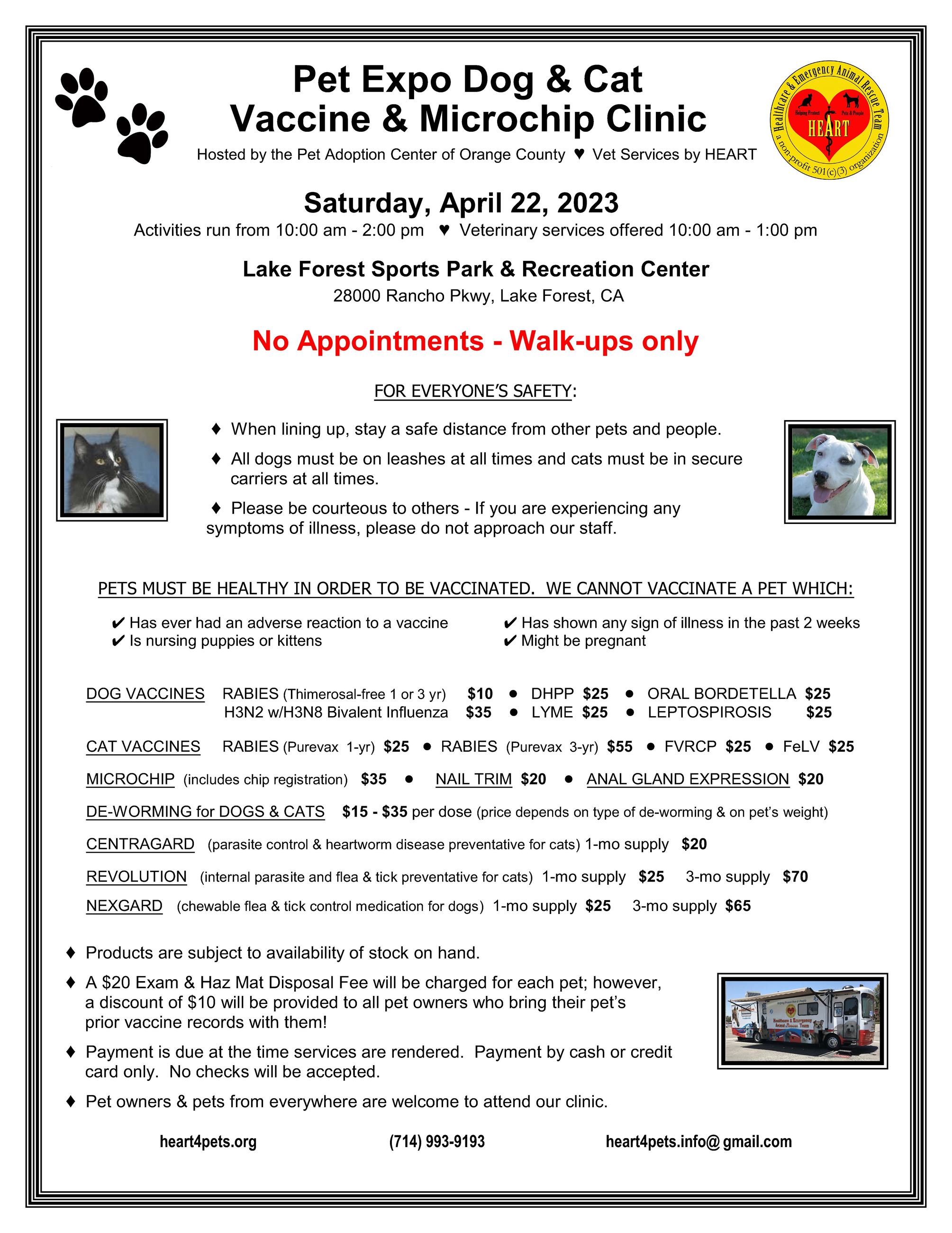 Vaccine Clinic Flyer Pet Expo 2023