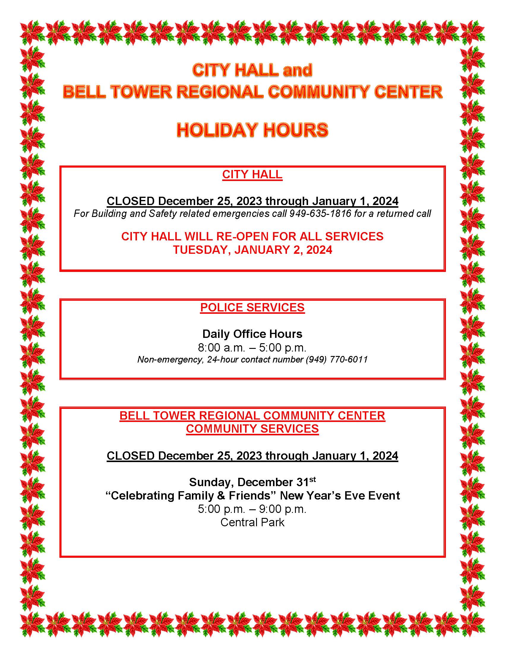 2023 HOLIDAY CLOSURE