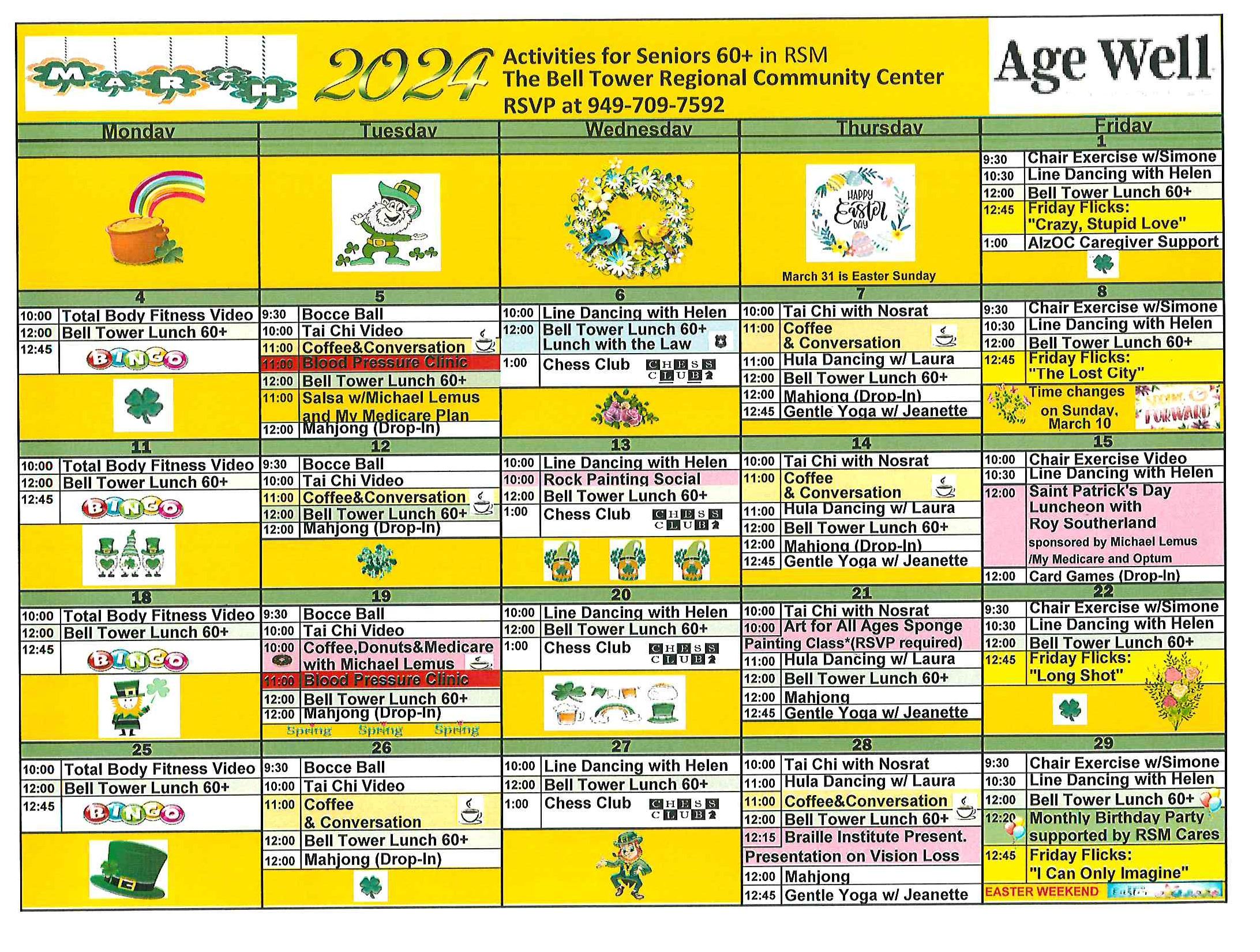 March 2024 Activity Calendar Age Well