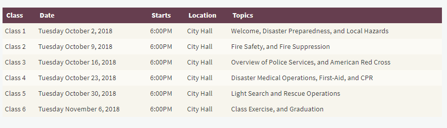 CEPA  Class Sessions 2018