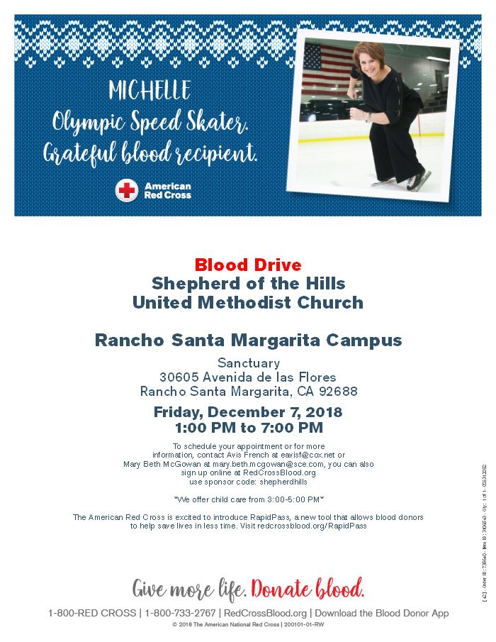 Red Cross Blood Drive- December 7, 2018 flyer