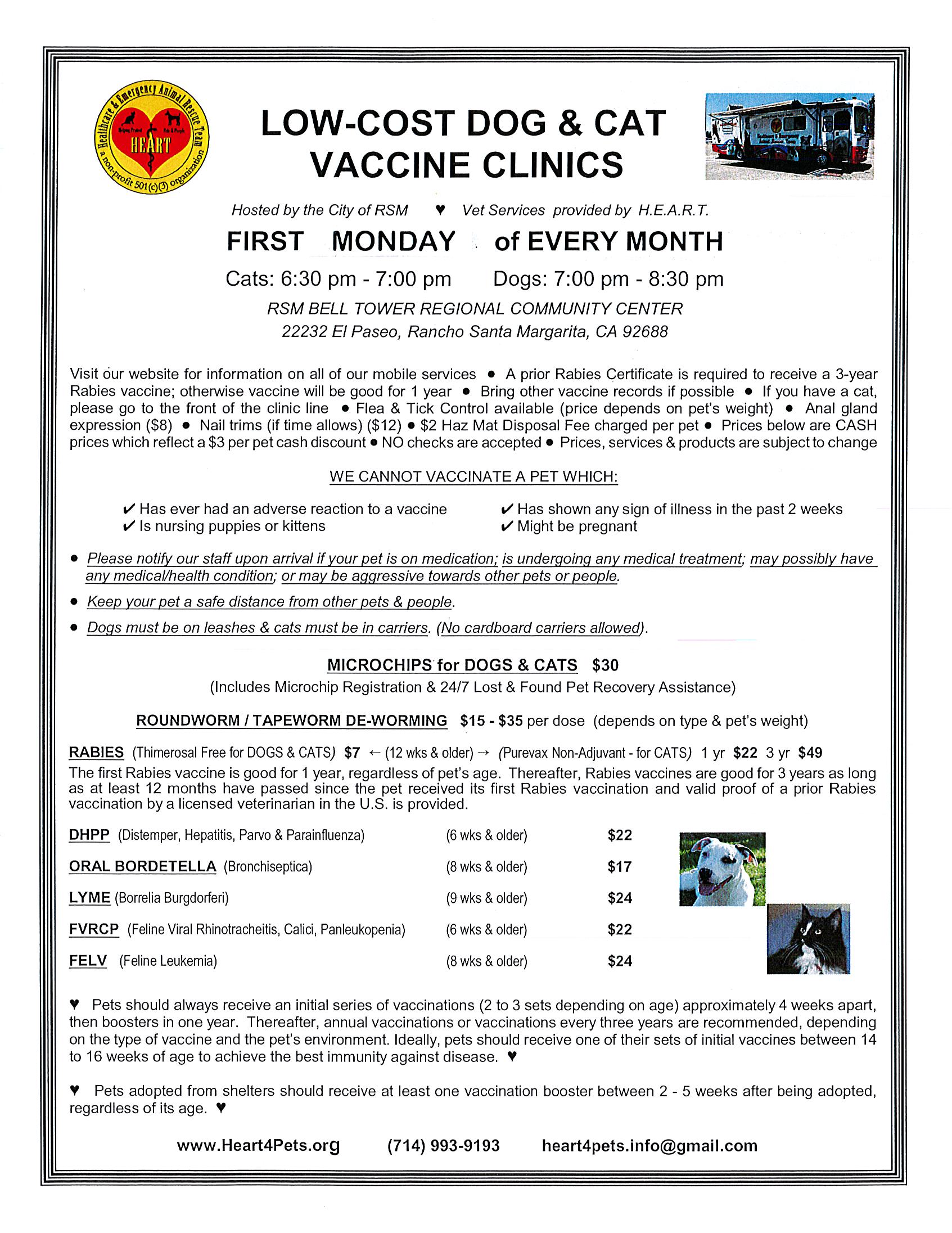 HEART Pet Clinic Mondays 2019