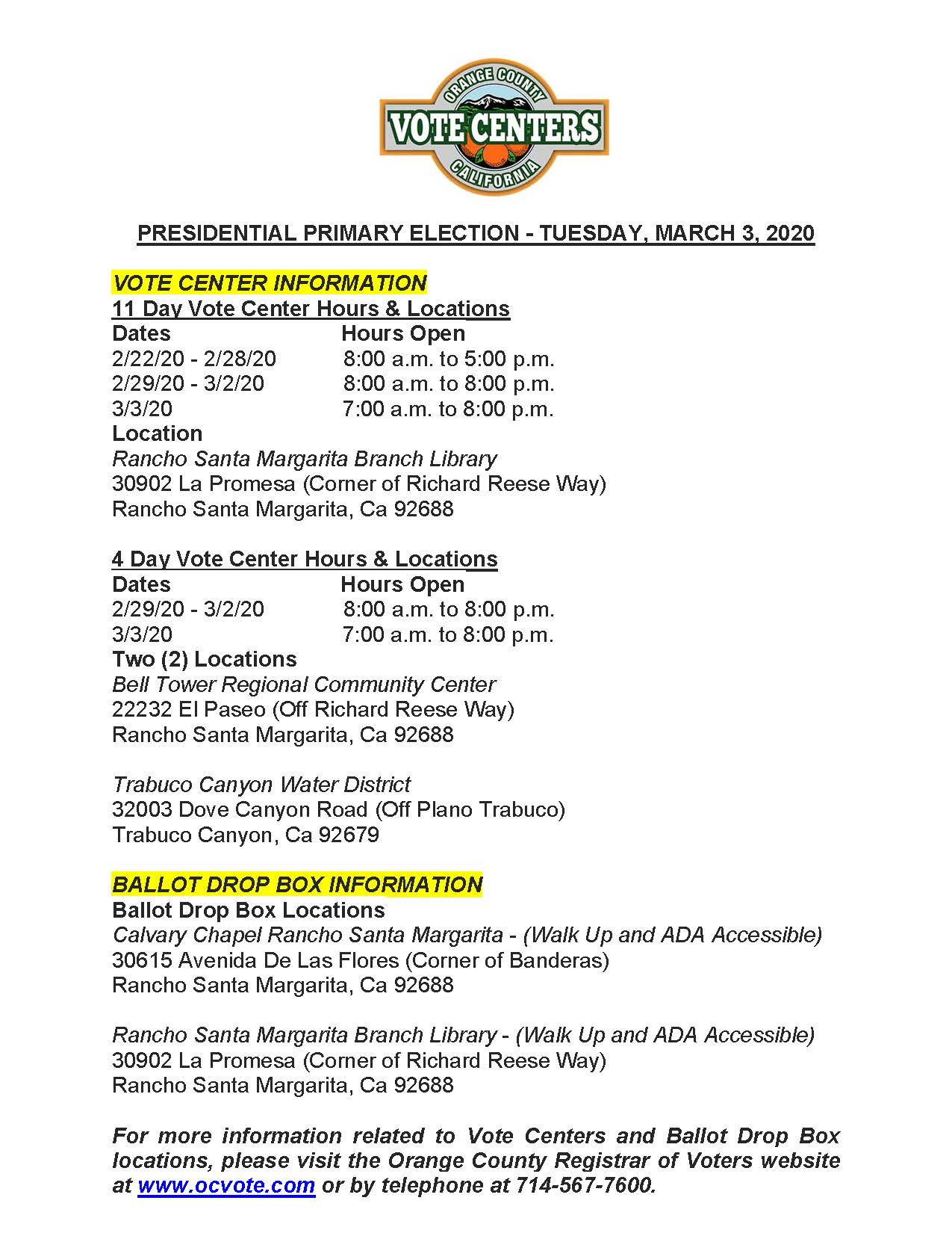 Vote Centers and Ballot Drop Box Locations in RSM 2020